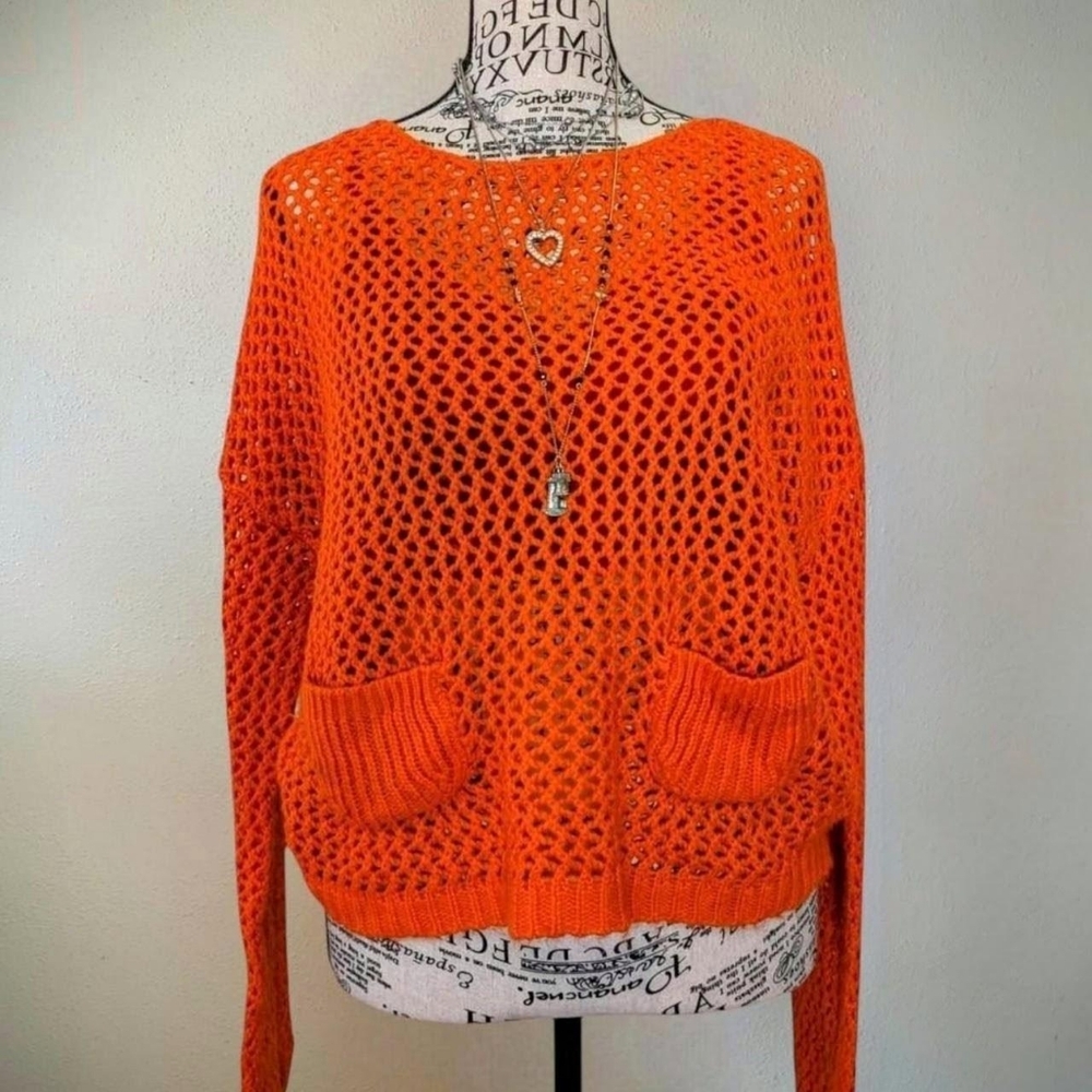 Missguided Y2k Orange Acrylic Knit Sweater